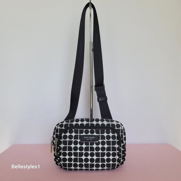 KATE SPADE Belt Bag Noel Jacquarded Printed Fabric Bag- Black Multi ⭐ - Picture 5 of 16